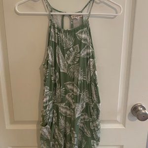 A girls tropical palm leaf romper.